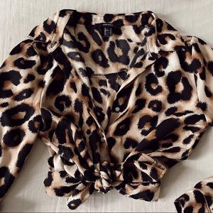 Leopard print button down